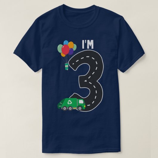 Kids Garbage Truck 3rd Birthday Boys Recycle Trash Tシャツ (デザイン正面)