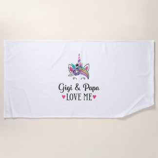 Kids Gigi and Papa Love Me Unicorn T-Shirt ビーチタオル