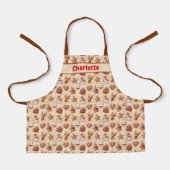 Kids Gingerbread Cookies Christmas Brown  エプロン (正面)