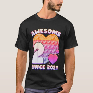 Kids Girl 2nd Birthday Awesome Since 2021 Pop it h Tシャツ