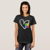 Kids Girls Heart Autism Awareness Puzzle AutismTod Tシャツ (正面フル)