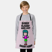 KIDS GIRLS SASSY CLASSY ASSY頭が切れるレトロエプロン エプロン (着用した状態)