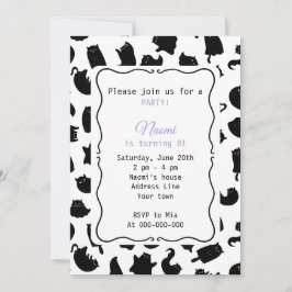 Kid's Gothic Cat Birthday Party 招待状