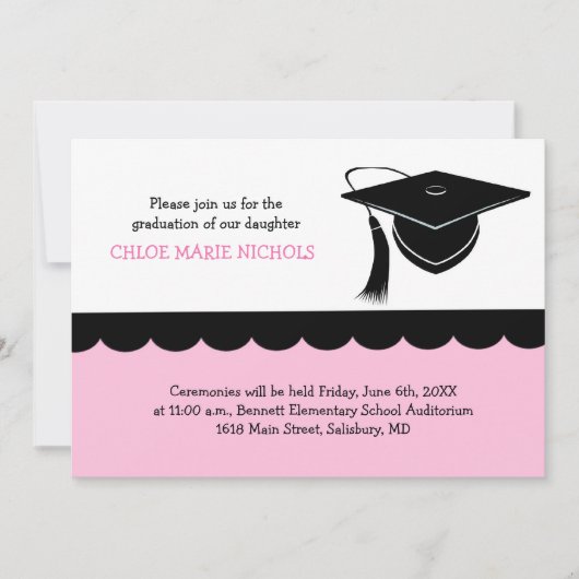 Kids Graduation Announcements(女子の場合) 招待状 (正面)