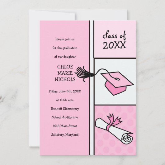 Kids Graduation Announcements(女子の場合) 招待状 (正面)
