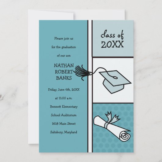 Kids Graduation Announcements(少年の場合) 招待状 (正面)