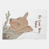 Kids Grandparent Christmasキツネ キッチンタオル (横)