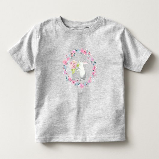 Kids Gray Easter Bunny T-Shirt トドラーTシャツ (正面)