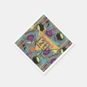 Kids Gray Retro Witchy Halloween Birthday スタンダードカクテルナプキン (角)