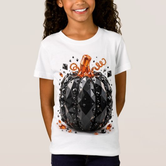 Kids Halloween Black Crystal Pumpkin T-Shirt Tシャツ (正面)