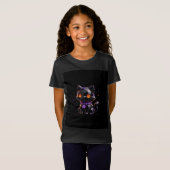 Kids Halloween Crystal Black Cat T-Shirt Tシャツ (正面フル)