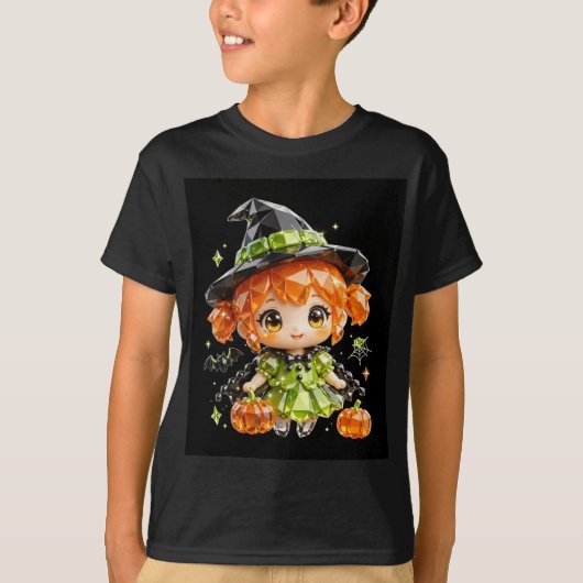 Kids Halloween Crystal Witch T-Shirt Tシャツ (正面)
