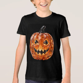 Kids Halloween Jack O Lantern Ultra 3D Crysta トライブレンドTシャツ