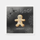 Kids Halloween Party Skeleton Black Paper スタンダードカクテルナプキン (正面)