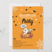 Kids Halloween Pumpkin Ghost Invitation 招待状 (正面)