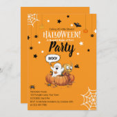 Kids Halloween Pumpkin Ghost Invitation 招待状 (正面/裏面)
