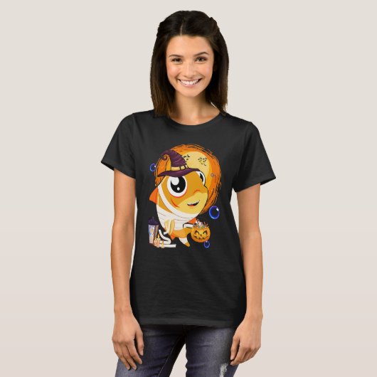 Kids Halloween Shark Mummy Witch Hat Spider Kids P Tシャツ (正面フル)