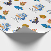 Kids Hanukkah Wrapping Paper – Dinosaurs dreidel ラッピングペーパー (角)