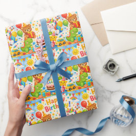 Kids Happy Birthday Colorful Wrapping Paper ラッピングペーパー