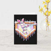 Kids happy easter bunny playing baseball boy ice カード (黄色い花)