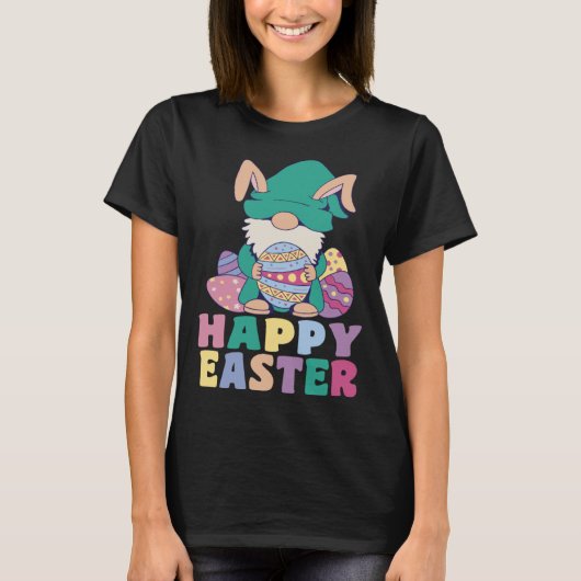 Kids Happy Easter Cute Trex Bunny Ear Easter Eggs  Tシャツ (正面)