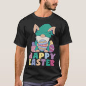 Kids Happy Easter Cute Trex Bunny Ear Easter Eggs Tシャツ (正面)