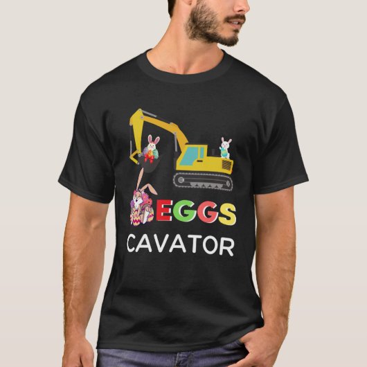 Kids Happy Easter Egg Hunt Bunny Excavator EggsCa Tシャツ (正面)