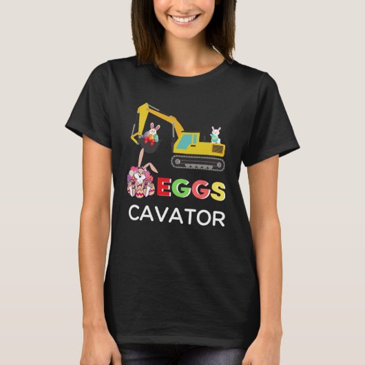 Kids Happy Easter Egg Hunt Bunny Excavator  EggsCa Tシャツ (正面)