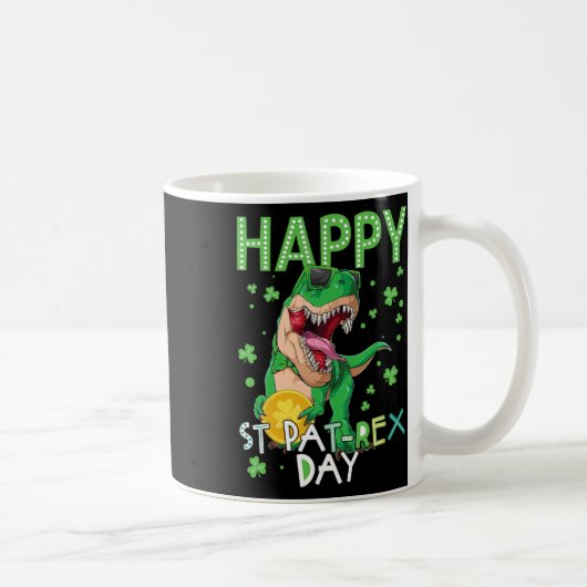 Kids Happy St Patricks Day T-rex Dinosaur Boy Scho コーヒーマグカップ (右)