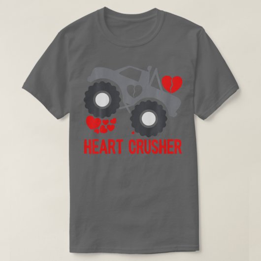 Kids Heart Monster Truck Crusher Valentines Day Cu Tシャツ (デザイン正面)