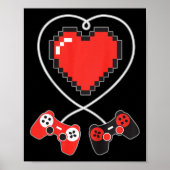Kids Heart Pixel Art Video-game Controller Valenti ポスター (正面)