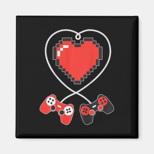 Kids Heart Pixel Art Video-game Controller Valenti マグネット (正面)