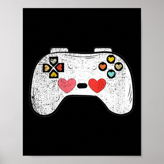 Kids Heart Video-game Controller Valentines Day Cu ポスター (正面)
