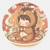 Kids Hedgehog School Sticker Sheet ラウンドシール (正面)