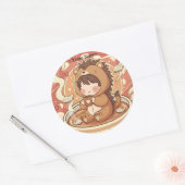 Kids Hedgehog School Sticker Sheet ラウンドシール (封筒)