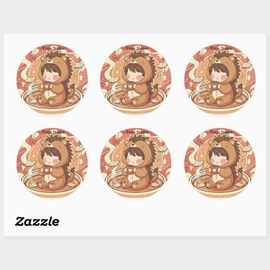 Kids Hedgehog School Sticker Sheet ラウンドシール (シート)
