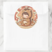 Kids Hedgehog School Sticker Sheet ラウンドシール (バッグ)