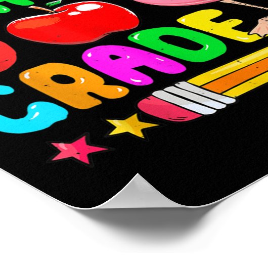 Kids Hello 8th Grade Flamingo Back To School First ポスター (角)