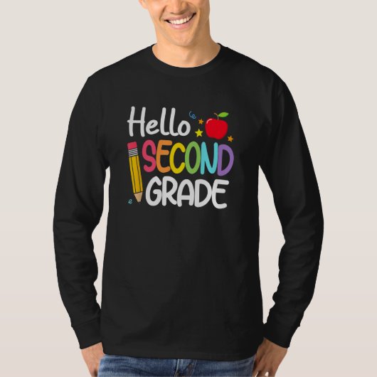 Kids Hello Second Grade First Day Of School Teache Tシャツ (正面)