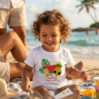 Kids Hello Summer T-Shirt Colorful Tropical Fruit  ベビーTシャツ