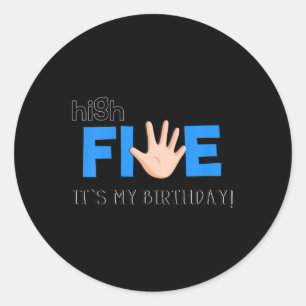 Kids High Five - 5歳カッコいいの子供の誕生日Gif ラウンドシール