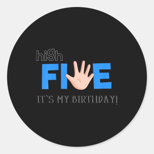 Kids High Five - 5歳カッコいいの子供の誕生日Gif ラウンドシール (正面)