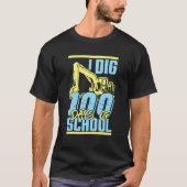 Kids I Dig 100 Days Of School Digger Excavator 100 Tシャツ (正面)
