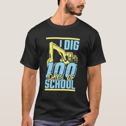 Kids I Dig 100 Days Of School Digger Excavator 100 Tシャツ (正面)