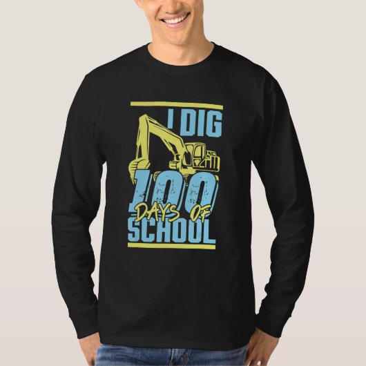 Kids I Dig 100 Days Of School Digger Excavator 100 Tシャツ (正面)