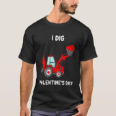 Kids I Dig Valentines Day Hearts Tractor Funny Tod Tシャツ (正面)