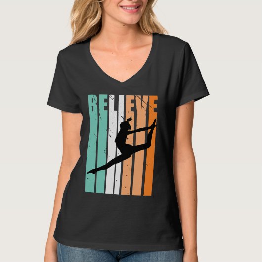 Kids I Love Dance Team Believe Dancer Dancing Retr Tシャツ (正面)