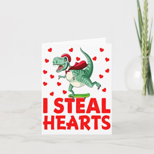 Kids I Steal Hearts Dinosaur Valentines Day For Ba カード (正面)