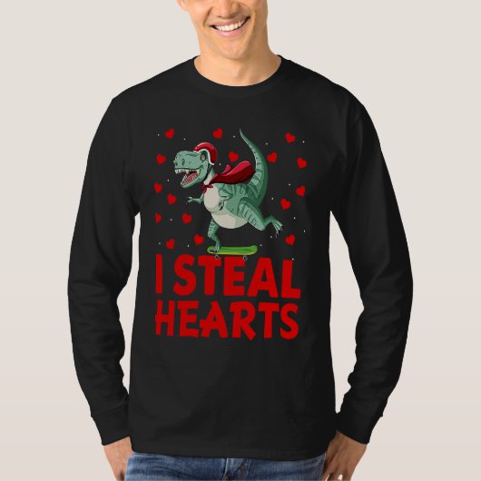 Kids I Steal Hearts Dinosaur Valentines Day For Ba Tシャツ (正面)