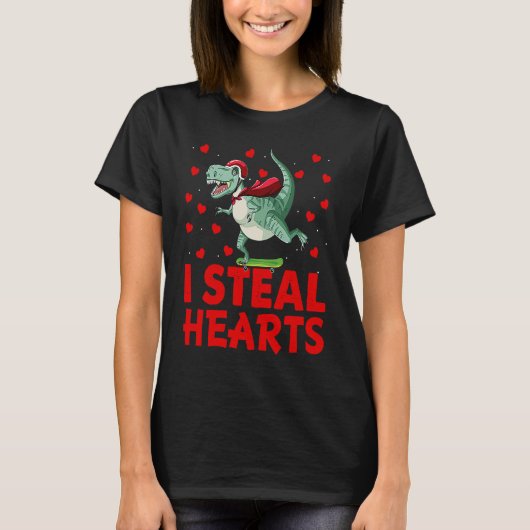 Kids I Steal Hearts Dinosaur Valentines Day For Ba Tシャツ (正面)